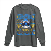 Cat Hanukkah Long Sleeve Shirt Meowzel Tov Jewish Cat Owner Ugly Chanukah - Wonder Print Shop
