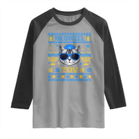 Cat Hanukkah Raglan Shirt Meowzel Tov Jewish Cat Owner Ugly Chanukah - Wonder Print Shop