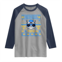 Cat Hanukkah Raglan Shirt Meowzel Tov Jewish Cat Owner Ugly Chanukah - Wonder Print Shop