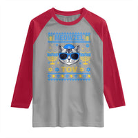 Cat Hanukkah Raglan Shirt Meowzel Tov Jewish Cat Owner Ugly Chanukah - Wonder Print Shop