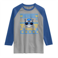 Cat Hanukkah Raglan Shirt Meowzel Tov Jewish Cat Owner Ugly Chanukah - Wonder Print Shop