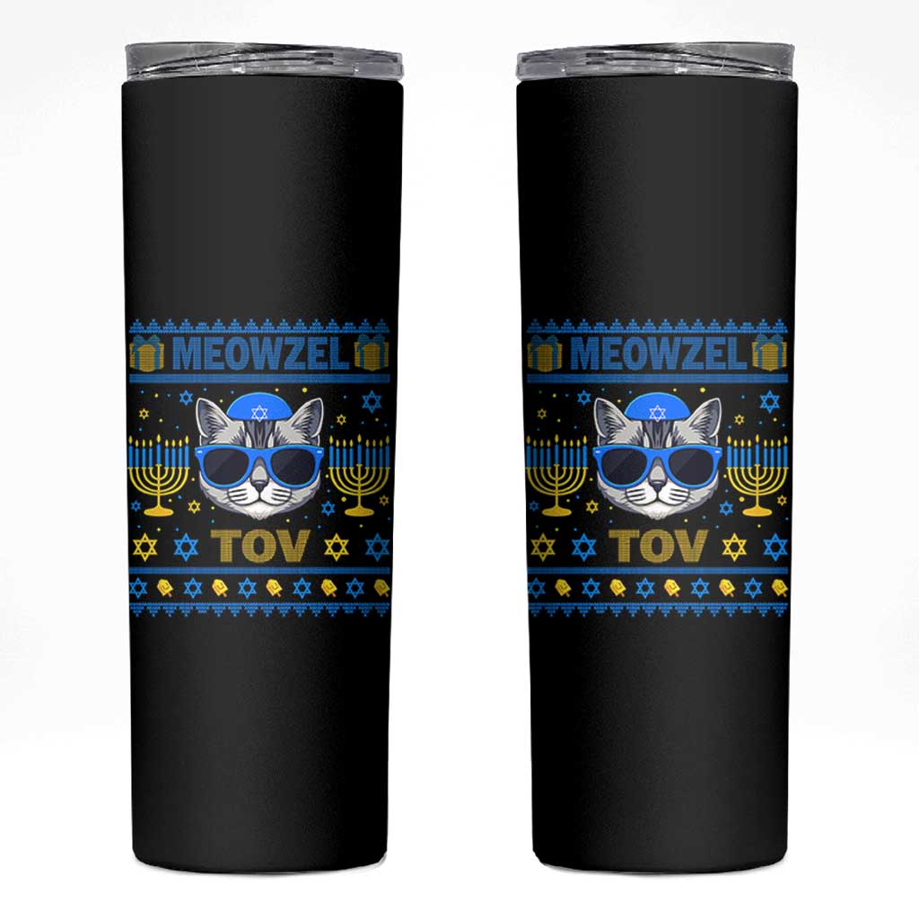Cat Hanukkah Skinny Tumbler Meowzel Tov Jewish Cat Owner Ugly Chanukah - Wonder Print Shop