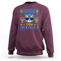 Cat Hanukkah Sweatshirt Meowzel Tov Jewish Cat Owner Ugly Chanukah - Wonder Print Shop