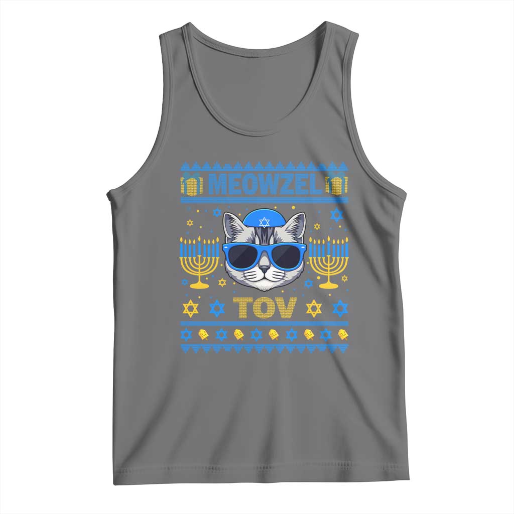 Cat Hanukkah Tank Top Meowzel Tov Jewish Cat Owner Ugly Chanukah - Wonder Print Shop