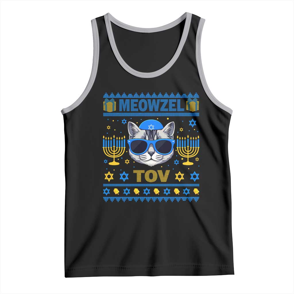 Cat Hanukkah Tank Top Meowzel Tov Jewish Cat Owner Ugly Chanukah - Wonder Print Shop