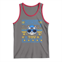 Cat Hanukkah Tank Top Meowzel Tov Jewish Cat Owner Ugly Chanukah - Wonder Print Shop