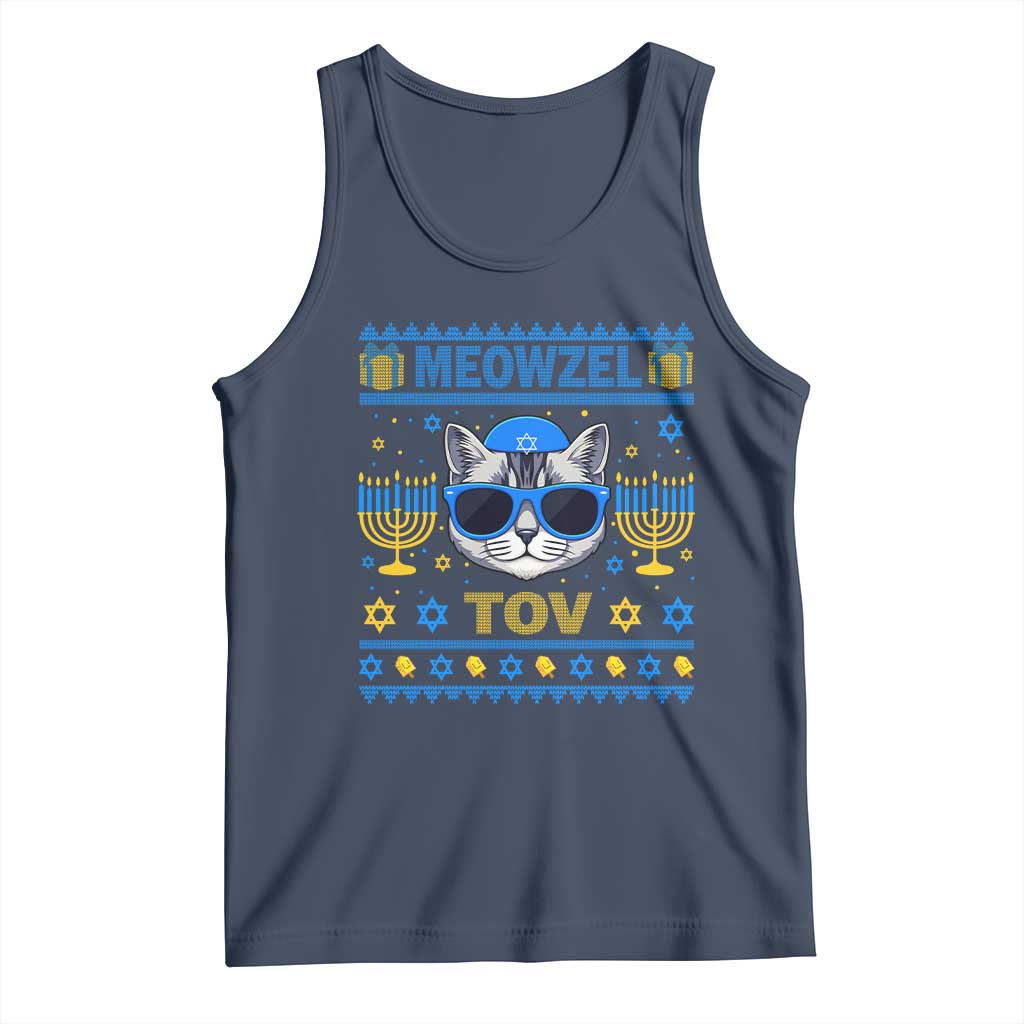 Cat Hanukkah Tank Top Meowzel Tov Jewish Cat Owner Ugly Chanukah - Wonder Print Shop