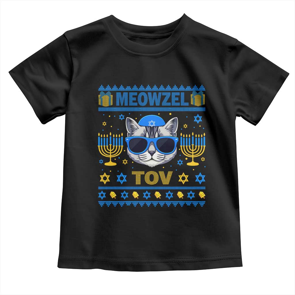 Cat Hanukkah Toddler T Shirt Meowzel Tov Jewish Cat Owner Ugly Chanukah - Wonder Print Shop
