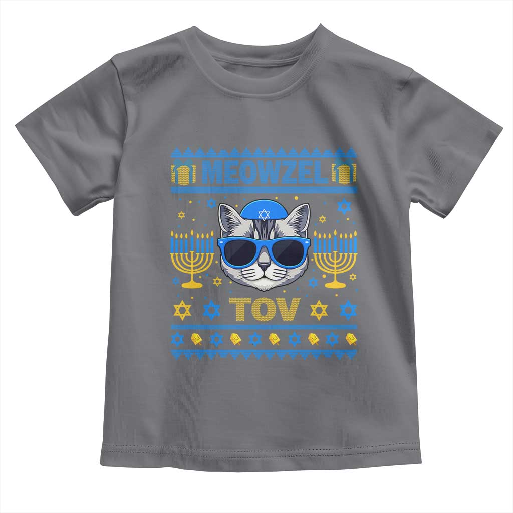 Cat Hanukkah Toddler T Shirt Meowzel Tov Jewish Cat Owner Ugly Chanukah - Wonder Print Shop