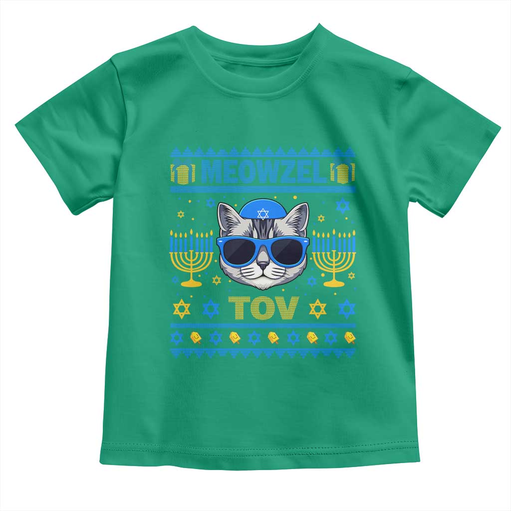Cat Hanukkah Toddler T Shirt Meowzel Tov Jewish Cat Owner Ugly Chanukah - Wonder Print Shop