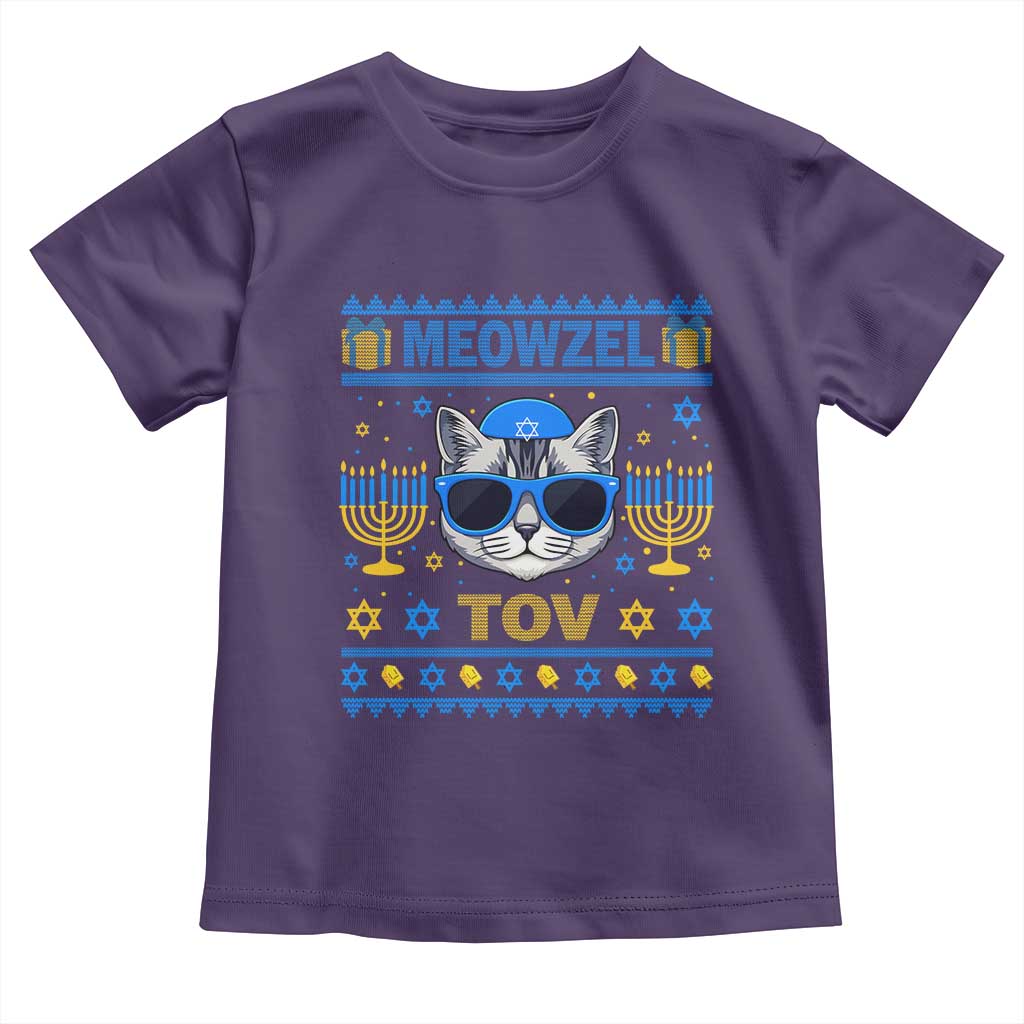 Cat Hanukkah Toddler T Shirt Meowzel Tov Jewish Cat Owner Ugly Chanukah - Wonder Print Shop