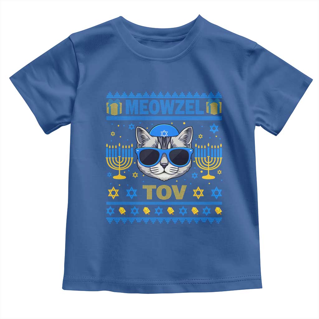 Cat Hanukkah Toddler T Shirt Meowzel Tov Jewish Cat Owner Ugly Chanukah - Wonder Print Shop