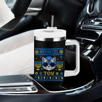 Cat Hanukkah Tumbler With Handle Meowzel Tov Jewish Cat Owner Ugly Chanukah - Wonder Print Shop
