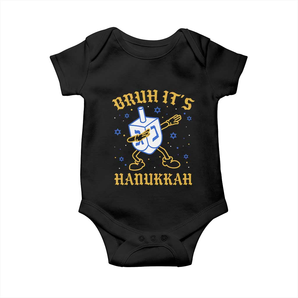 Bruh Hanukkah Baby Onesie Funny Dabbing Dreidel Love Jewish Chanukah Jew Gift - Wonder Print Shop