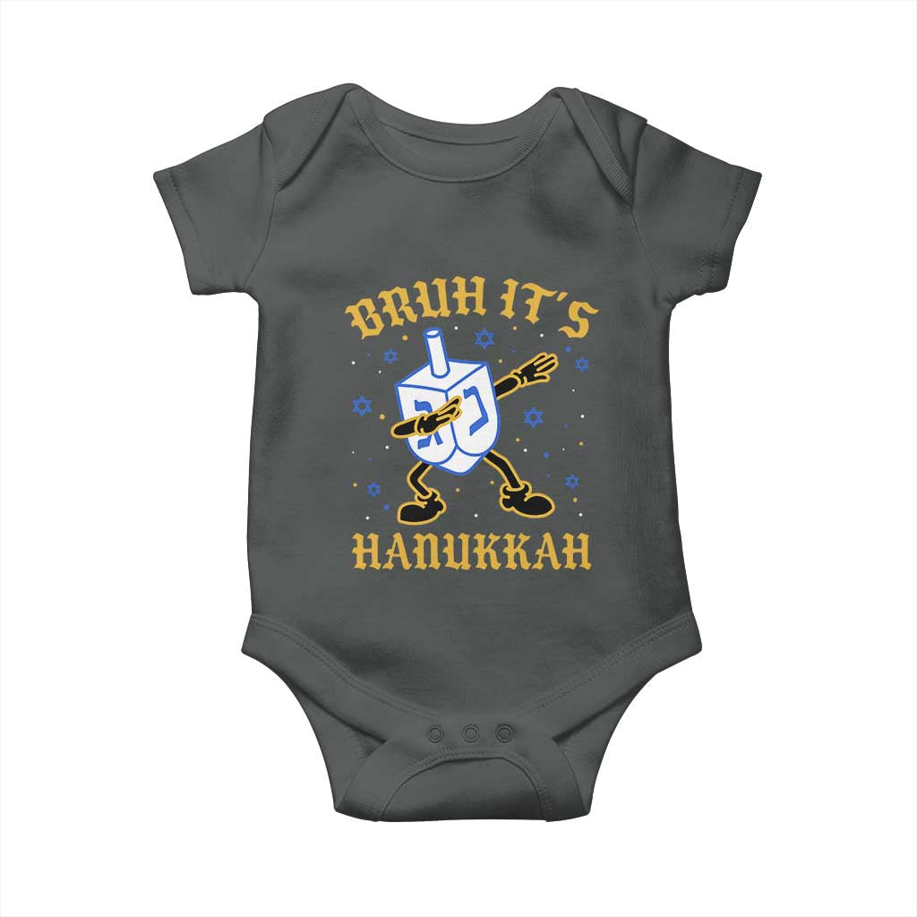 Bruh Hanukkah Baby Onesie Funny Dabbing Dreidel Love Jewish Chanukah Jew Gift - Wonder Print Shop