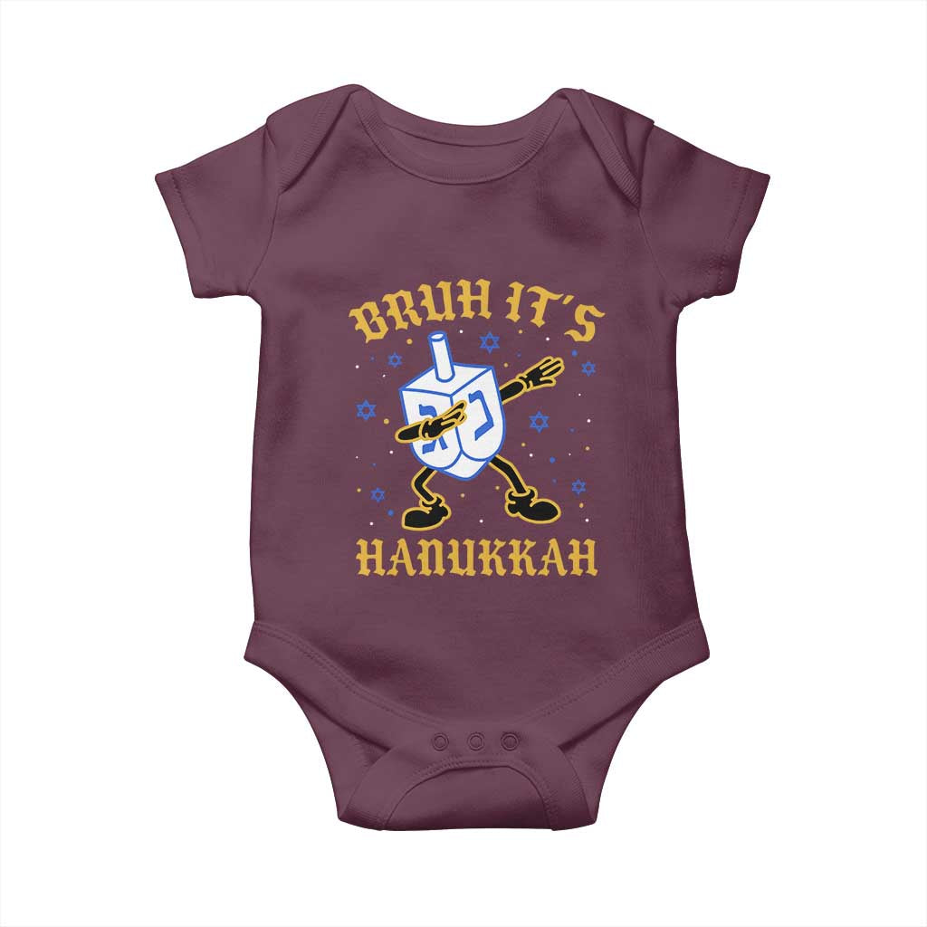 Bruh Hanukkah Baby Onesie Funny Dabbing Dreidel Love Jewish Chanukah Jew Gift - Wonder Print Shop