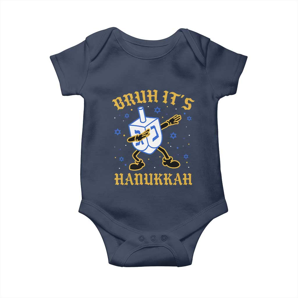 Bruh Hanukkah Baby Onesie Funny Dabbing Dreidel Love Jewish Chanukah Jew Gift - Wonder Print Shop