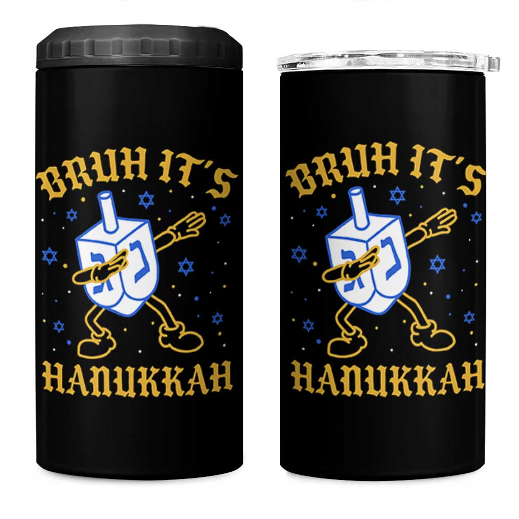 Bruh Hanukkah 4 in 1 Can Cooler Tumbler Funny Dabbing Dreidel Love Jewish Chanukah Jew Gift - Wonder Print Shop
