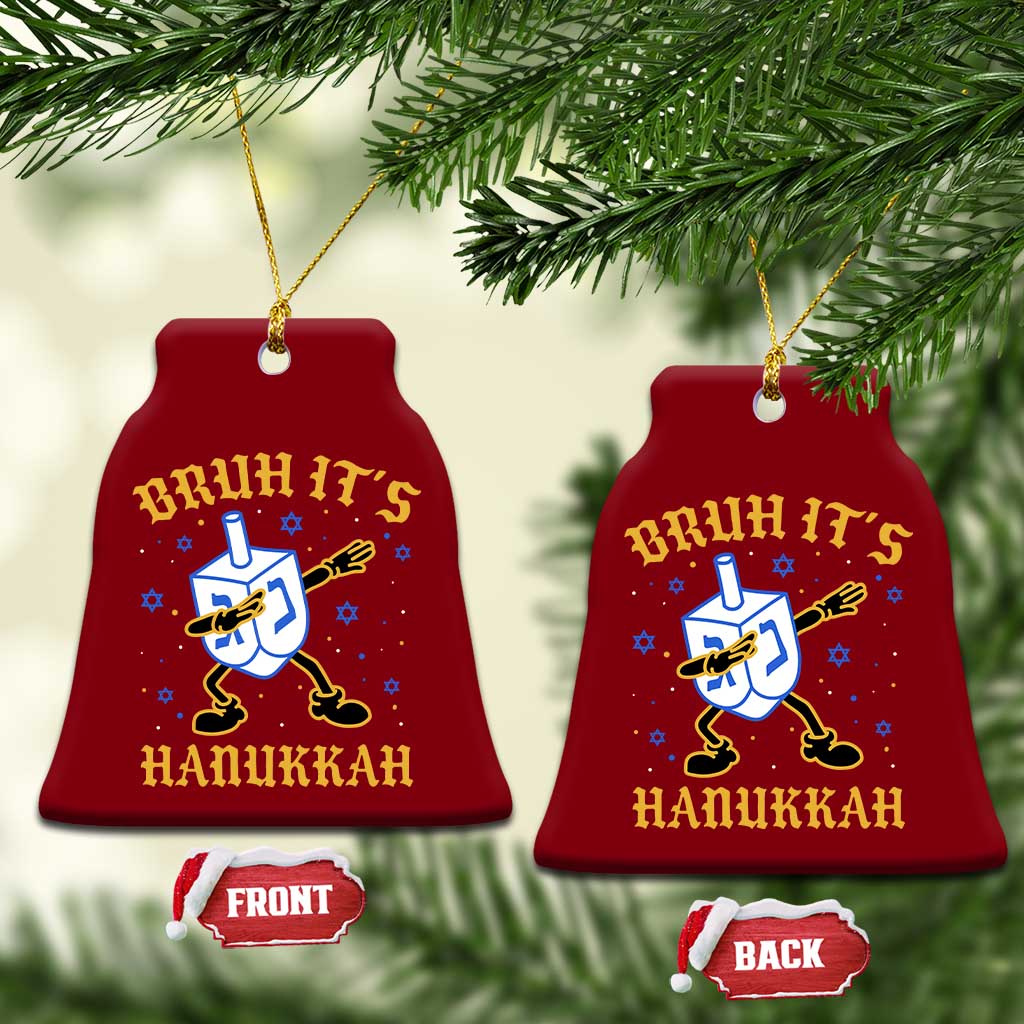 Bruh Hanukkah Ceramic Ornament Funny Dabbing Dreidel Love Jewish Chanukah Jew Gift - Wonder Print Shop