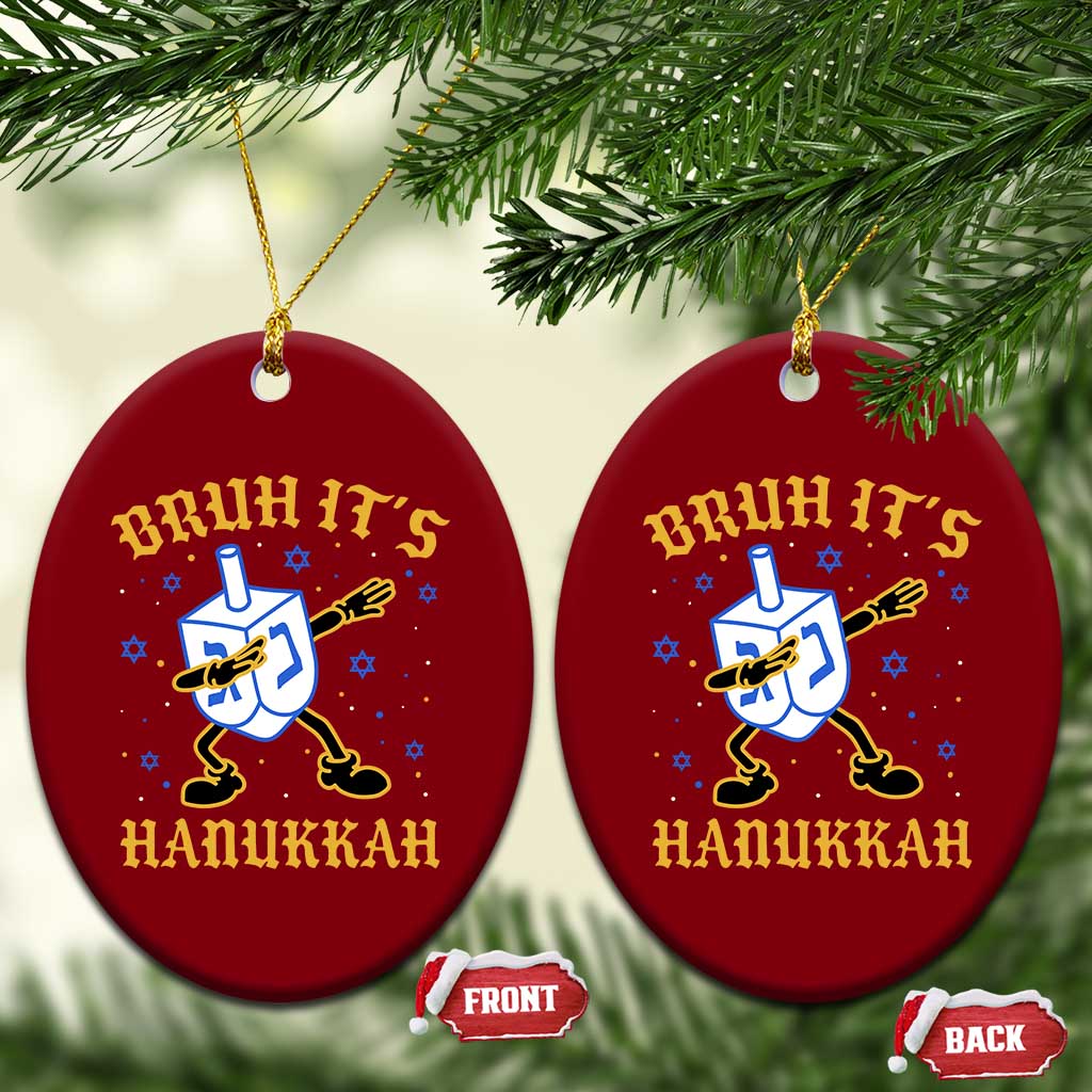 Bruh Hanukkah Ceramic Ornament Funny Dabbing Dreidel Love Jewish Chanukah Jew Gift - Wonder Print Shop