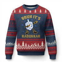 Bruh Hanukkah Ugly Christmas Sweater Funny Dabbing Dreidel Love Jewish Chanukah Jew Gift - Wonder Print Shop