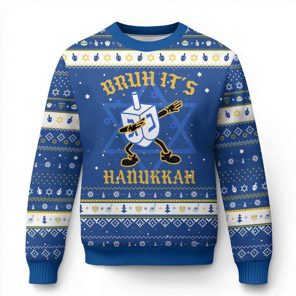 Bruh Hanukkah Hanukkah Ugly Sweater Funny Dabbing Dreidel Love Jewish Chanukah Jew Gift - Wonder Print Shop