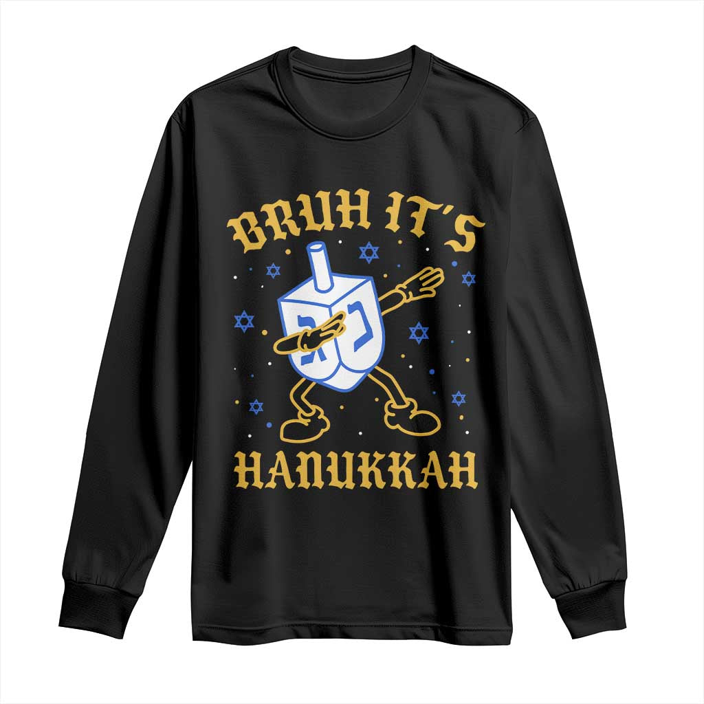 Bruh Hanukkah Long Sleeve Shirt Funny Dabbing Dreidel Love Jewish Chanukah Jew Gift - Wonder Print Shop