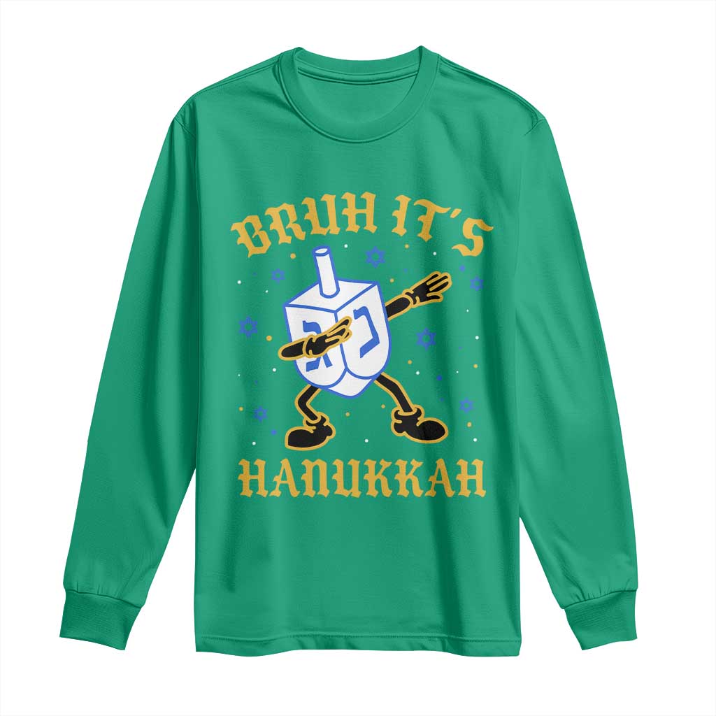 Bruh Hanukkah Long Sleeve Shirt Funny Dabbing Dreidel Love Jewish Chanukah Jew Gift - Wonder Print Shop