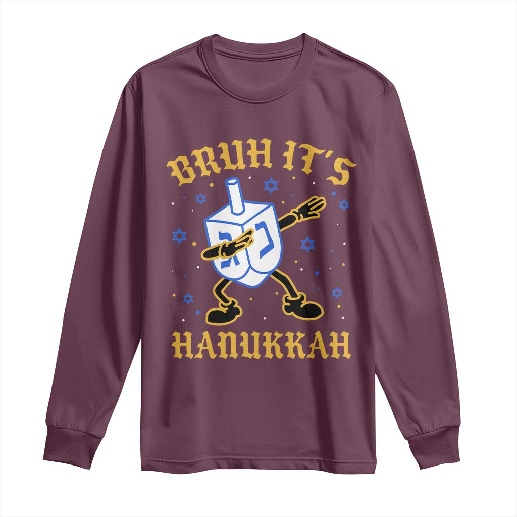Bruh Hanukkah Long Sleeve Shirt Funny Dabbing Dreidel Love Jewish Chanukah Jew Gift - Wonder Print Shop