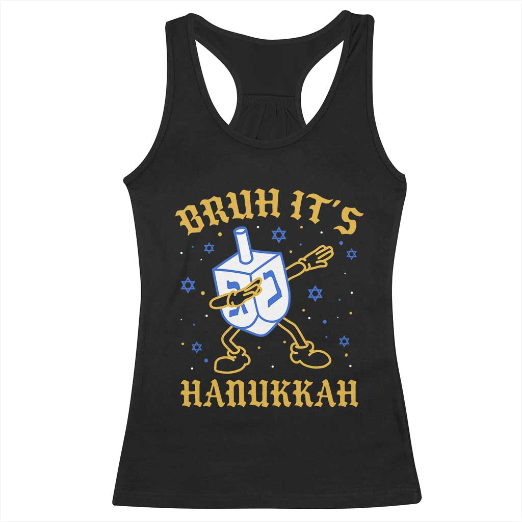 Bruh Hanukkah Racerback Tank Top Funny Dabbing Dreidel Love Jewish Chanukah Jew Gift - Wonder Print Shop
