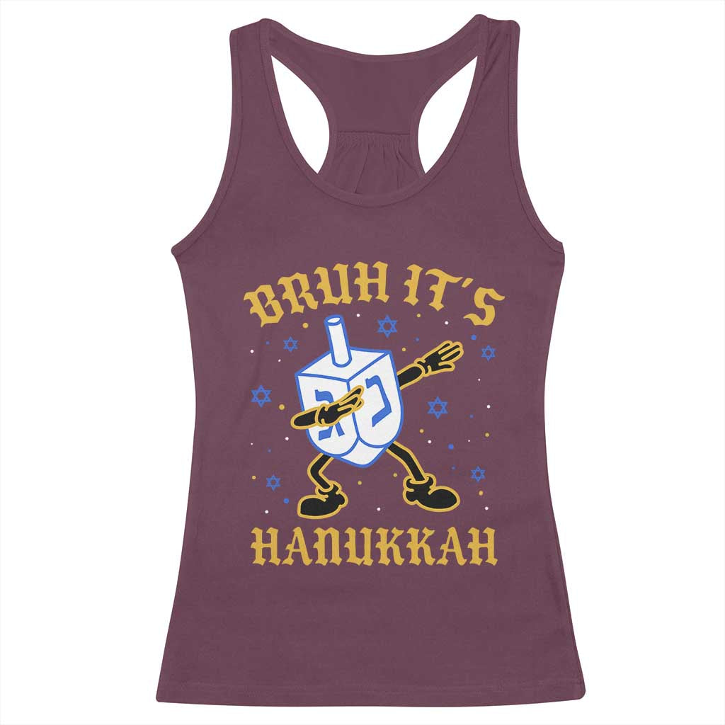Bruh Hanukkah Racerback Tank Top Funny Dabbing Dreidel Love Jewish Chanukah Jew Gift - Wonder Print Shop