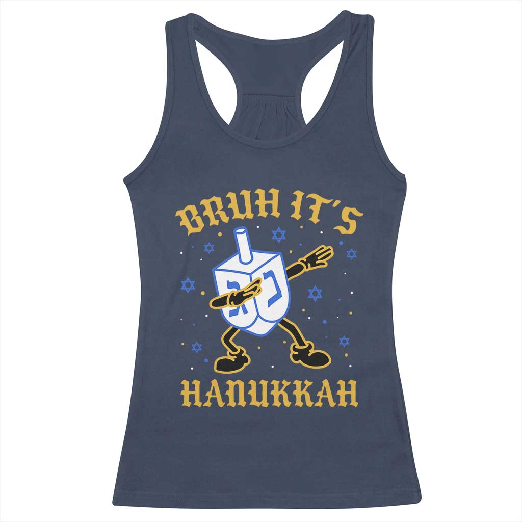 Bruh Hanukkah Racerback Tank Top Funny Dabbing Dreidel Love Jewish Chanukah Jew Gift - Wonder Print Shop