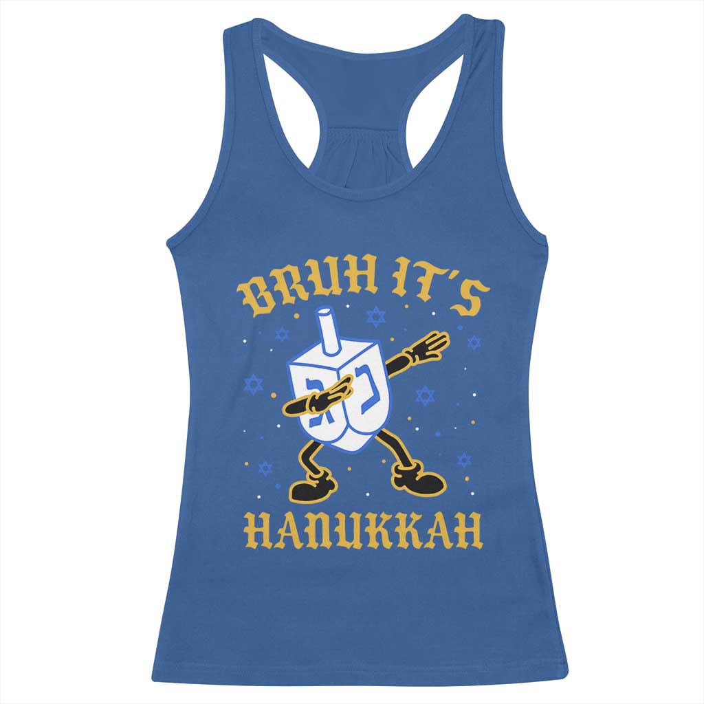 Bruh Hanukkah Racerback Tank Top Funny Dabbing Dreidel Love Jewish Chanukah Jew Gift - Wonder Print Shop