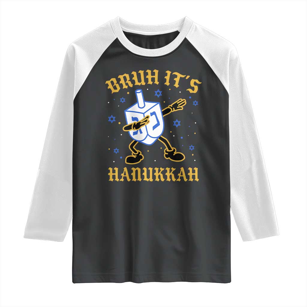 Bruh Hanukkah Raglan Shirt Funny Dabbing Dreidel Love Jewish Chanukah Jew Gift - Wonder Print Shop