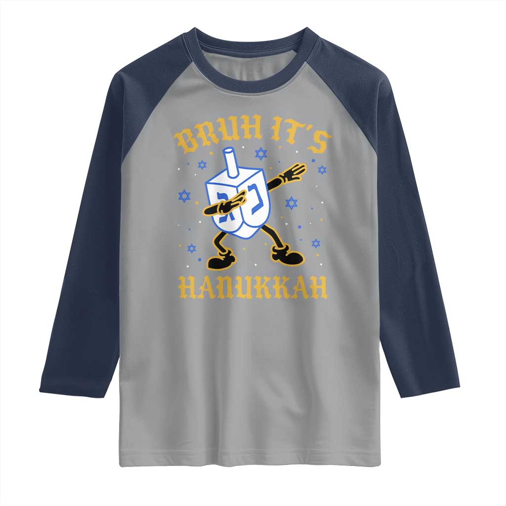 Bruh Hanukkah Raglan Shirt Funny Dabbing Dreidel Love Jewish Chanukah Jew Gift - Wonder Print Shop