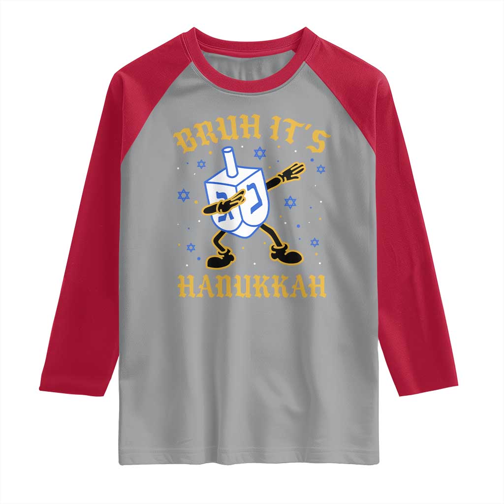 Bruh Hanukkah Raglan Shirt Funny Dabbing Dreidel Love Jewish Chanukah Jew Gift - Wonder Print Shop