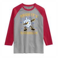 Bruh Hanukkah Raglan Shirt Funny Dabbing Dreidel Love Jewish Chanukah Jew Gift - Wonder Print Shop