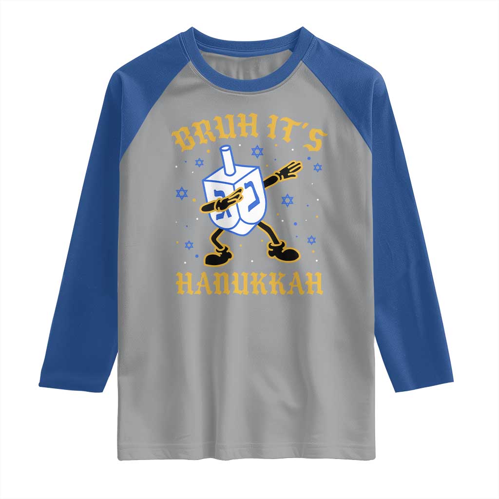 Bruh Hanukkah Raglan Shirt Funny Dabbing Dreidel Love Jewish Chanukah Jew Gift - Wonder Print Shop