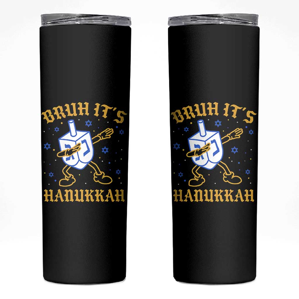 Bruh Hanukkah Skinny Tumbler Funny Dabbing Dreidel Love Jewish Chanukah Jew Gift - Wonder Print Shop