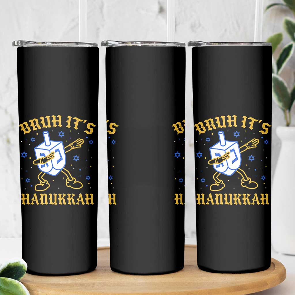 Bruh Hanukkah Skinny Tumbler Funny Dabbing Dreidel Love Jewish Chanukah Jew Gift - Wonder Print Shop