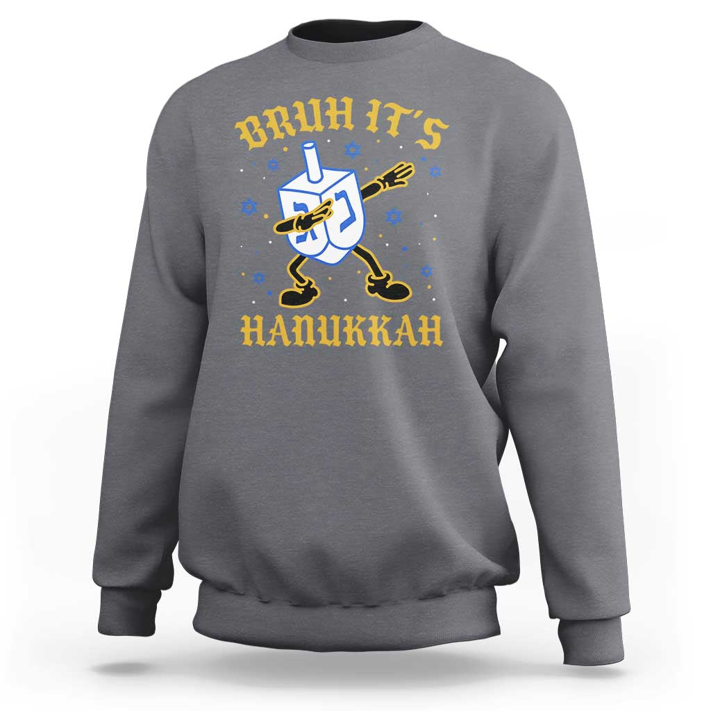 Bruh Hanukkah Sweatshirt Funny Dabbing Dreidel Love Jewish Chanukah Jew Gift - Wonder Print Shop