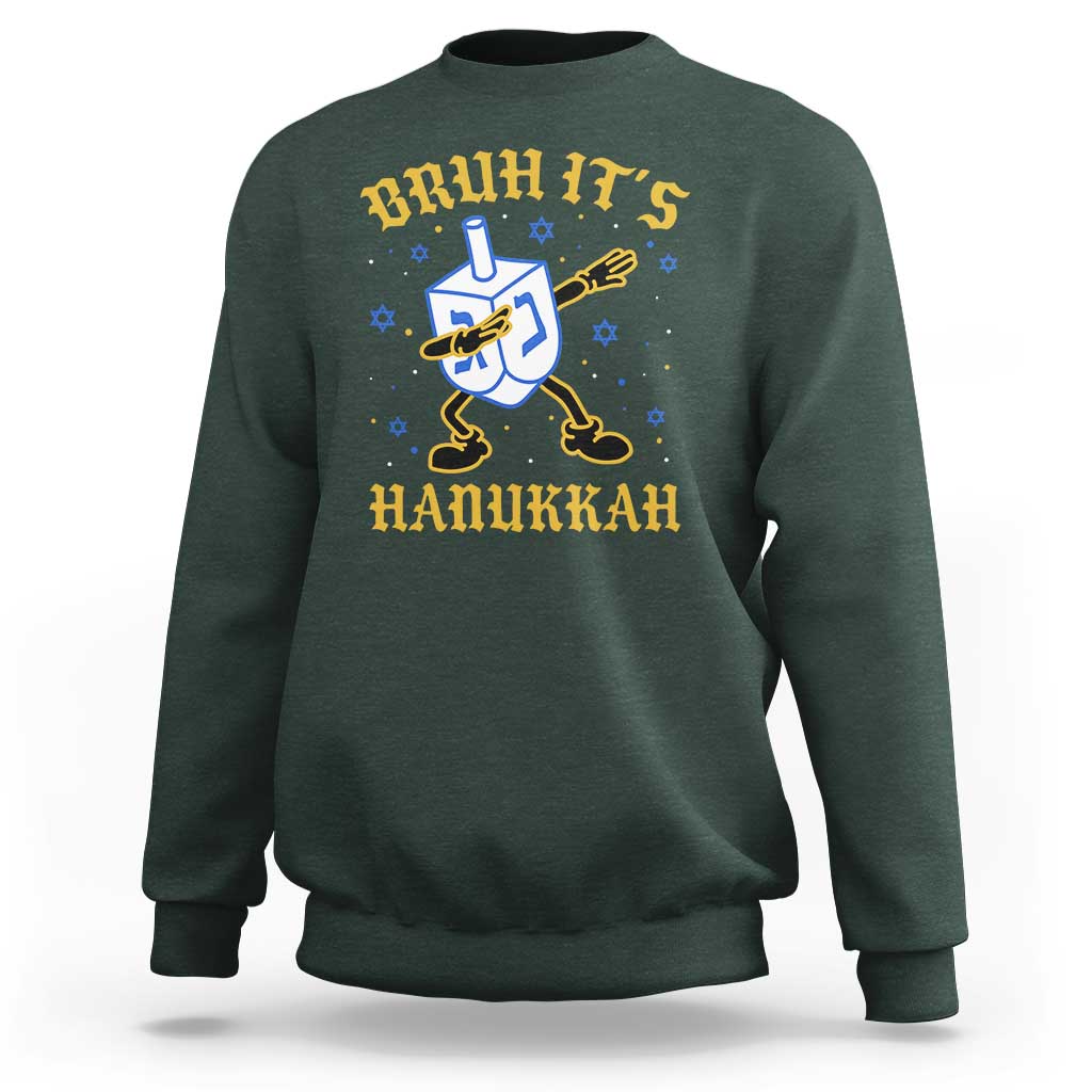 Bruh Hanukkah Sweatshirt Funny Dabbing Dreidel Love Jewish Chanukah Jew Gift - Wonder Print Shop