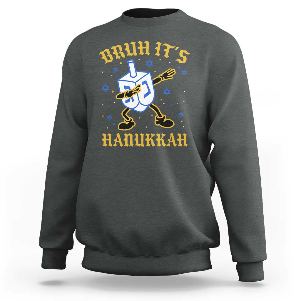 Bruh Hanukkah Sweatshirt Funny Dabbing Dreidel Love Jewish Chanukah Jew Gift - Wonder Print Shop