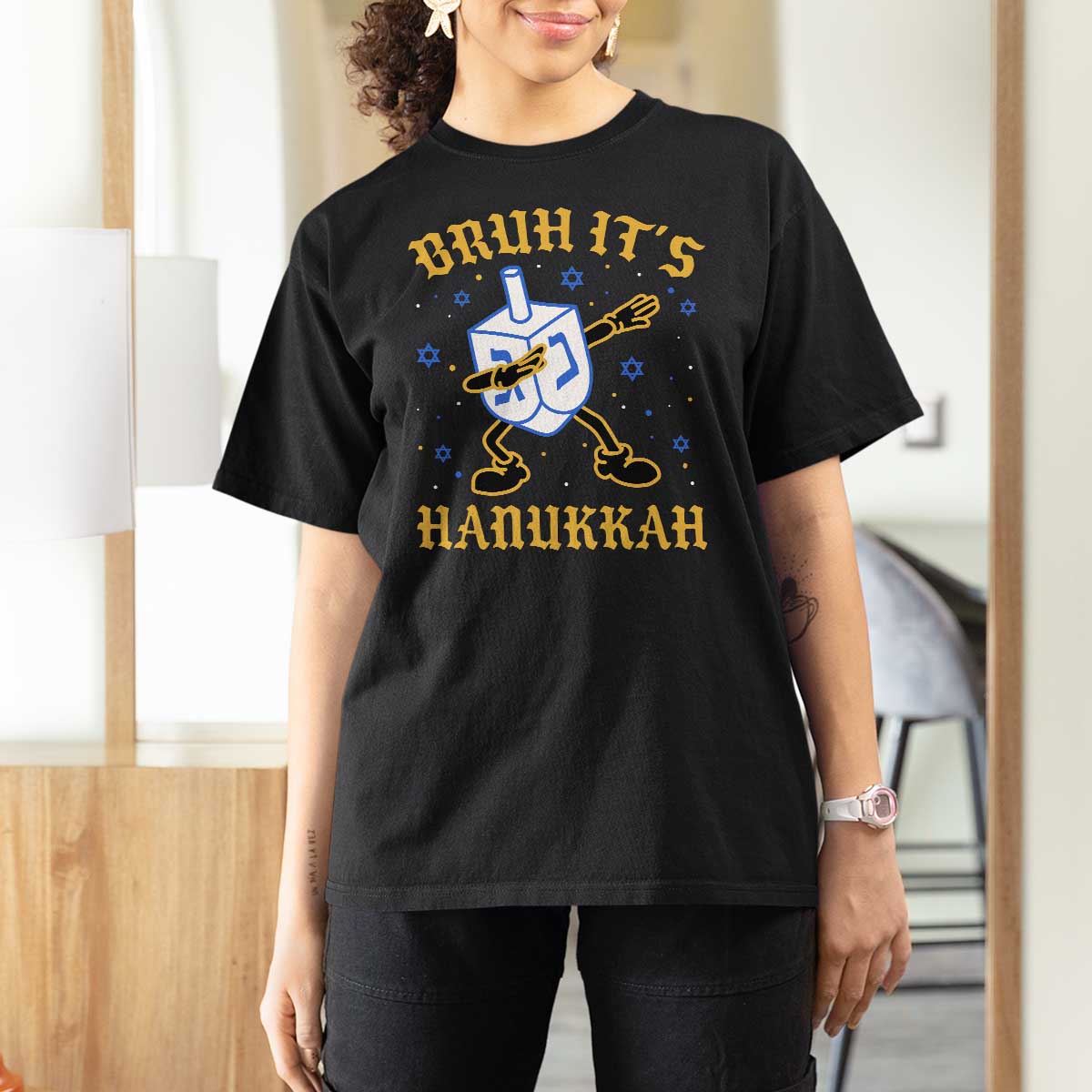 Bruh Hanukkah T Shirt For Women Funny Dabbing Dreidel Love Jewish Chanukah Jew Gift - Wonder Print Shop