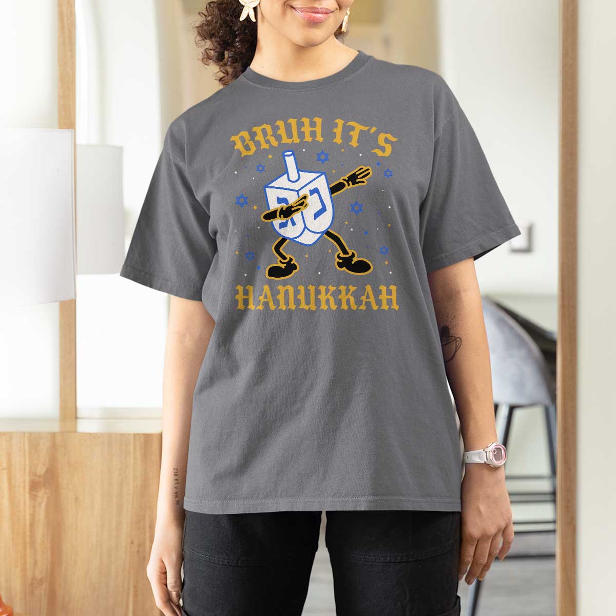 Bruh Hanukkah T Shirt For Women Funny Dabbing Dreidel Love Jewish Chanukah Jew Gift - Wonder Print Shop