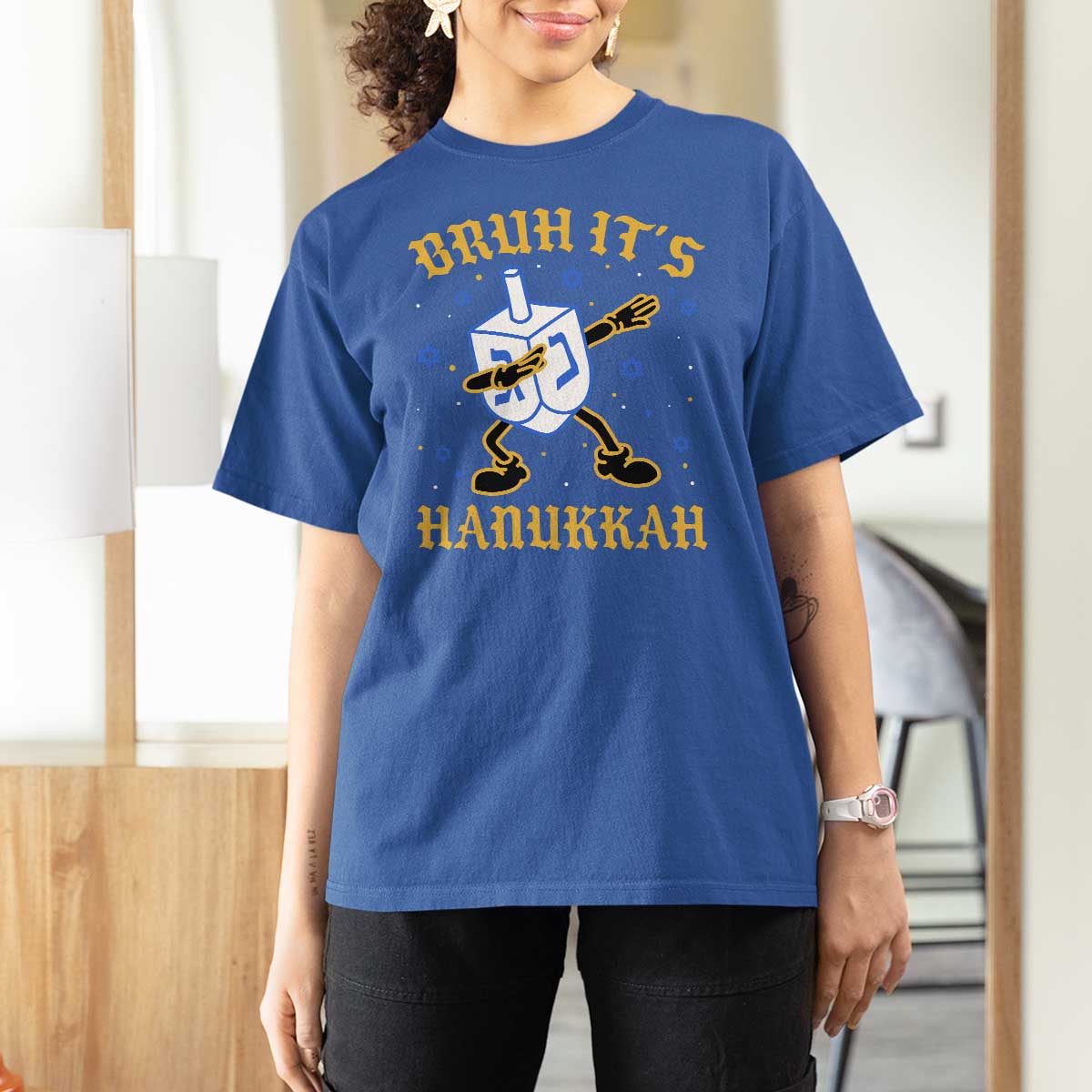 Bruh Hanukkah T Shirt For Women Funny Dabbing Dreidel Love Jewish Chanukah Jew Gift - Wonder Print Shop
