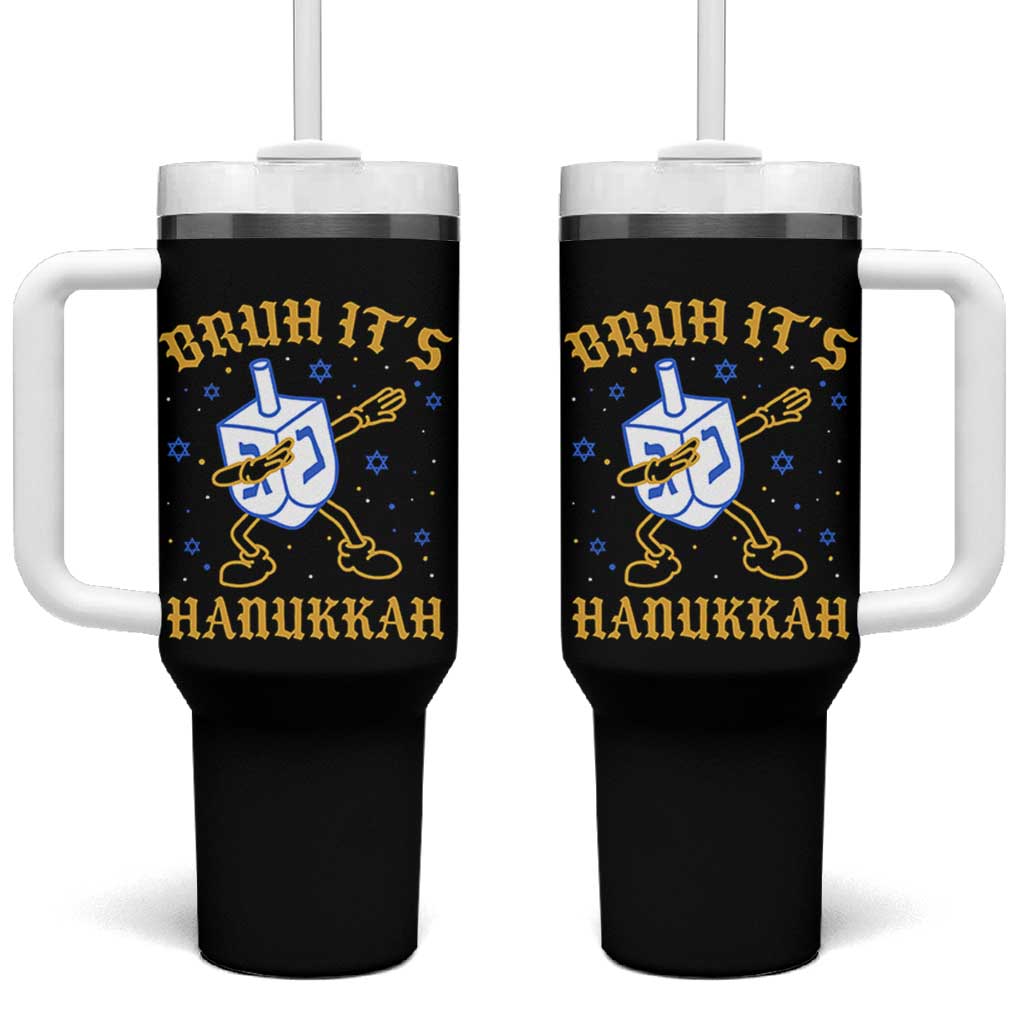 Bruh Hanukkah Tumbler With Handle Funny Dabbing Dreidel Love Jewish Chanukah Jew Gift - Wonder Print Shop
