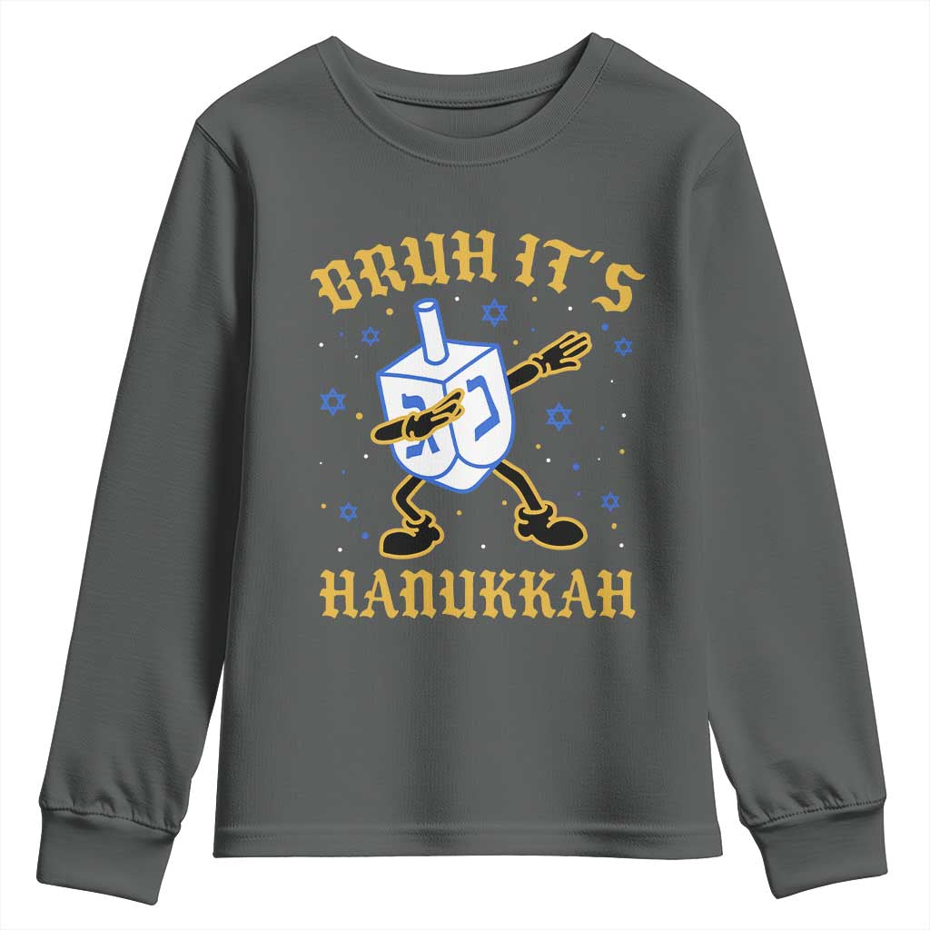 Bruh Hanukkah Youth Sweatshirt Funny Dabbing Dreidel Love Jewish Chanukah Jew Gift - Wonder Print Shop