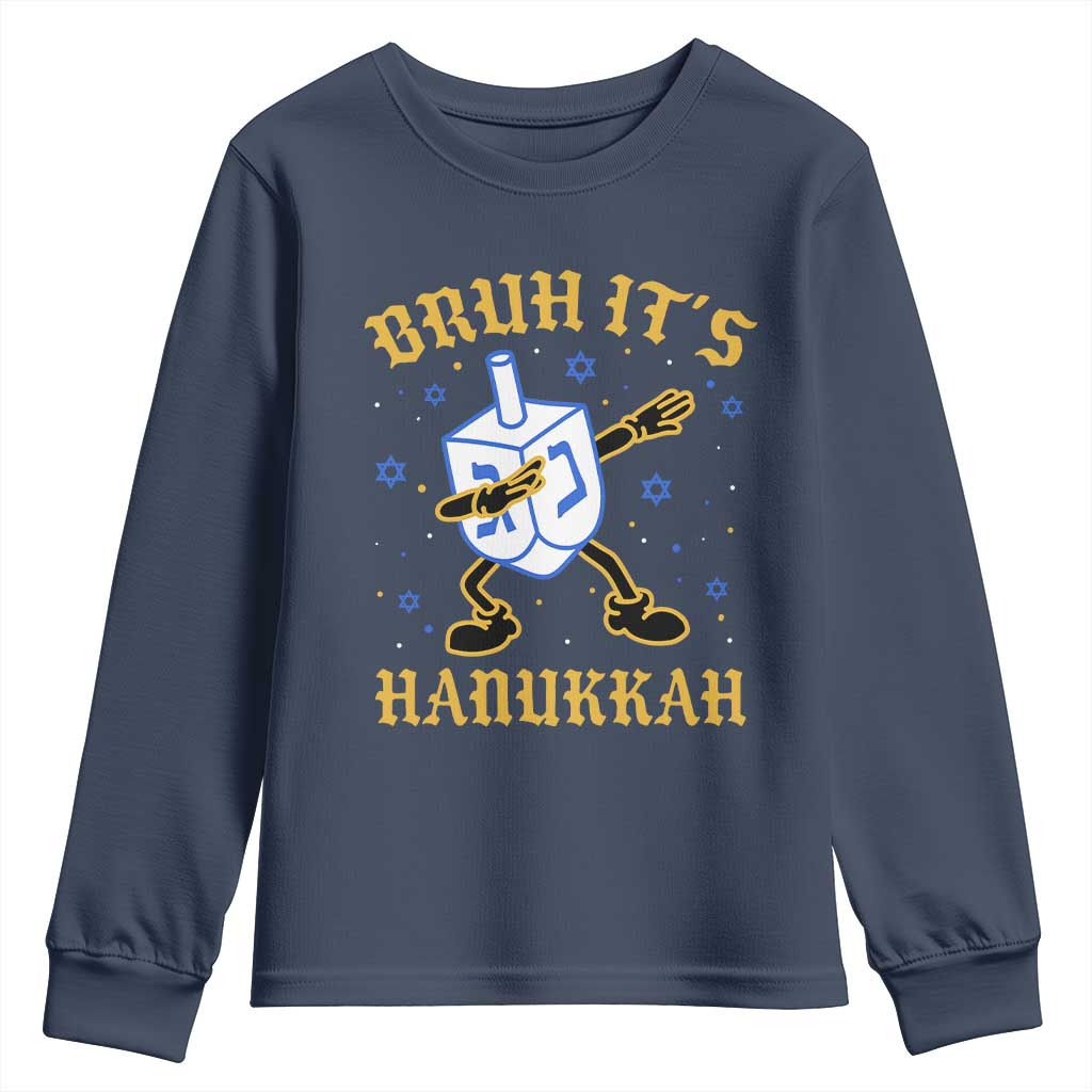 Bruh Hanukkah Youth Sweatshirt Funny Dabbing Dreidel Love Jewish Chanukah Jew Gift - Wonder Print Shop