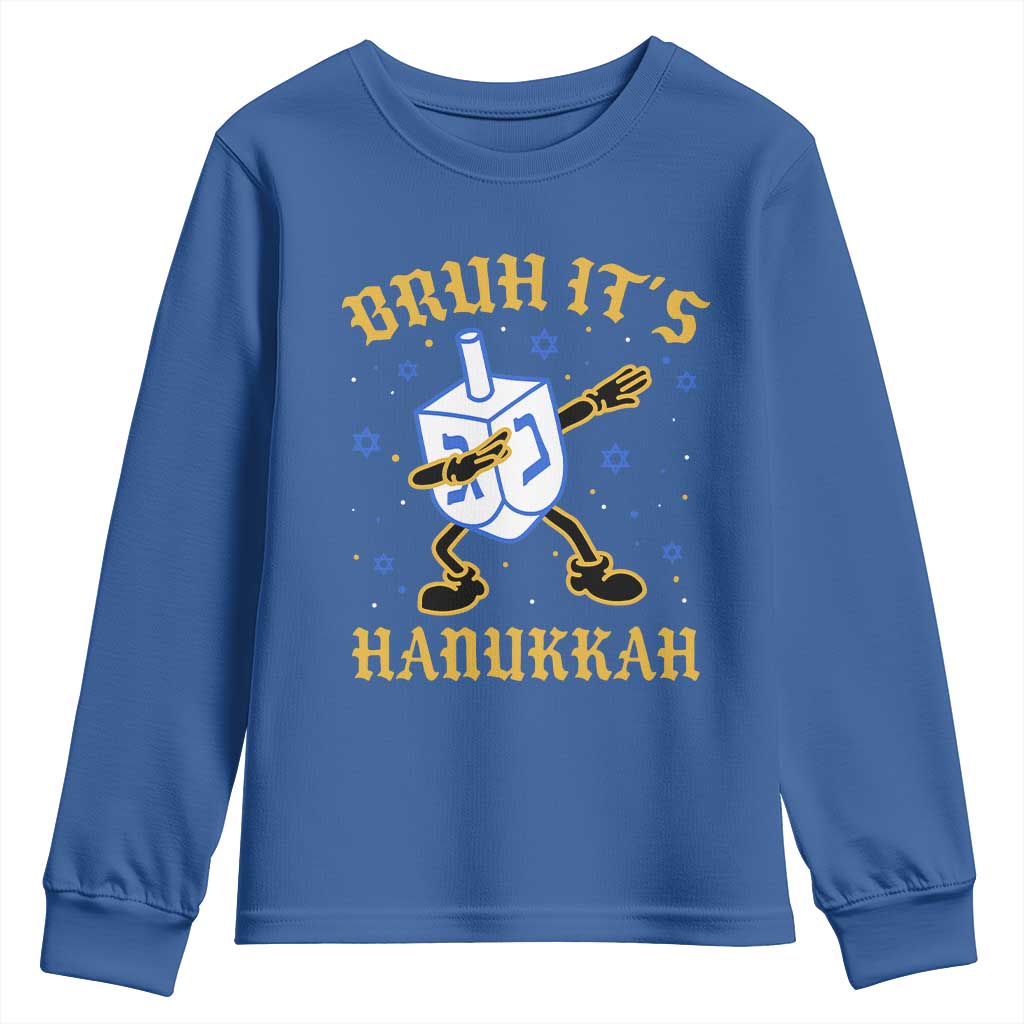 Bruh Hanukkah Youth Sweatshirt Funny Dabbing Dreidel Love Jewish Chanukah Jew Gift - Wonder Print Shop